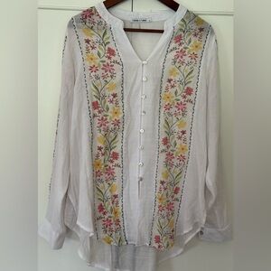Figueroa & Flower Boho Floral Top Sz L